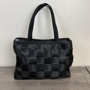Harveys Seatbelt Bag Tote Womens Large Black Woven Shoulder Zip Purse USA